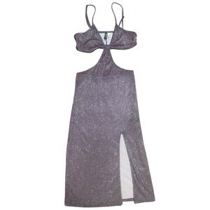 NWOT H&M Divided Purple/Gray Glitter Cut Out Midi Dress